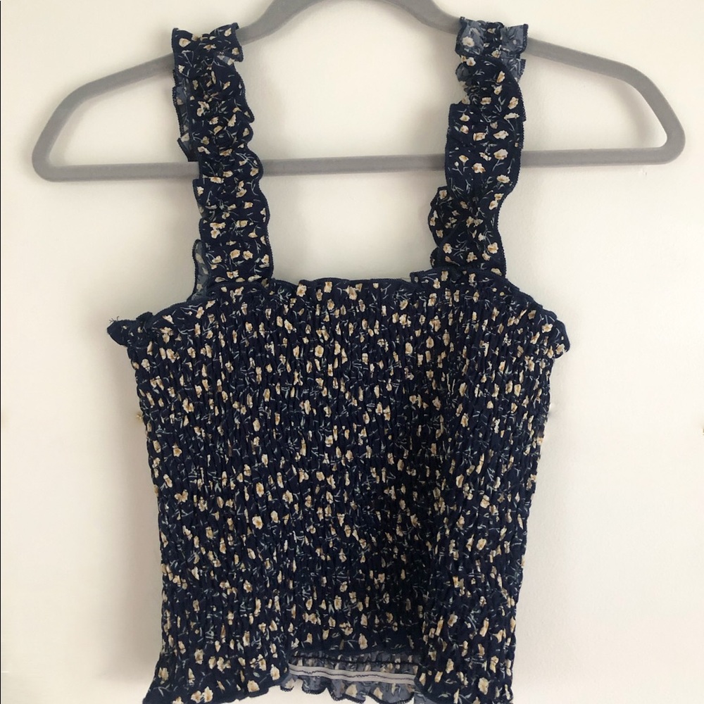 Ditsy floral frill trimmed top